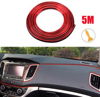 5M Auto Styling Interieur Exterieur Decoratie Strips Moulding Trim Dashboard Deur Rand Universele Voor Auto 'S Accessoires Stickers rood