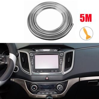 5M Auto Styling Interieur Exterieur Decoratie Strips Moulding Trim Dashboard Deur Rand Universele Voor Auto 'S Accessoires Stickers Sliver