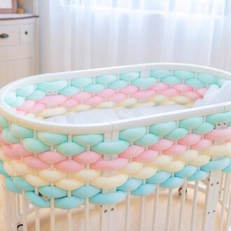 5M Baby Bumper Bed Braid Knot Kussen Voor Baby Bebe Wieg Protector Cot Bumper Room Decor Voor Kinderkamer decoratiion licht roze