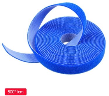 5M Draad Organisator Kabelhaspel Magic Haak Kabelbinders Zelfklevende Sluiting Tape Bandjes Tape Draad Lijn Magic Tie diy Accessoires blauw