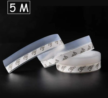 5M Length Sealing Strip Practical Floor Stickers Transparent Windproof Silicone Strip Wooden Bar Door Seam Sealing Strip Durable