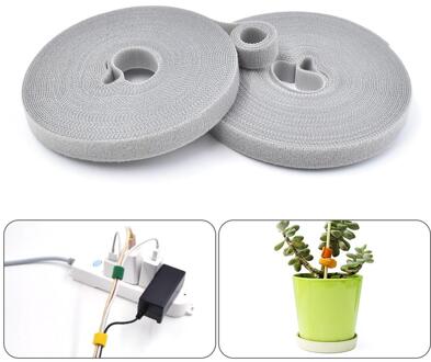 5M Nylon Plant Bandage Ultradunne Klittenband Tie Kleurrijke Sluiting Tape Klittenbandsluitingen Klittenband Kabelbinders Naaien Accessoires grijs