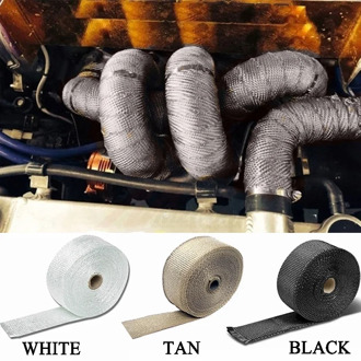 5M Roll Motorcycle Exhaust Header Pipe Heat Wrap Tape Header Heat Wrap Manifold Insulation Roll Resistant with Stainless Ties
