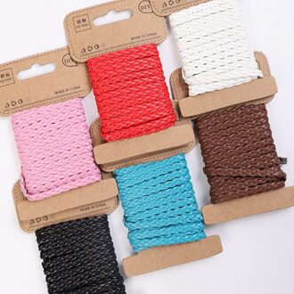 5Mm Drie-Strand Gevlochten Leer Rope Heldere Diy Koord Riem Voor Armband Ketting Bag Craft Handgemaakte Accessoires Rood