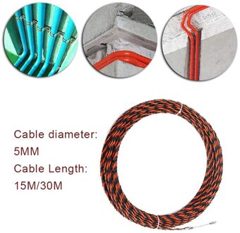 5Mm Kabel Puller Glasvezel Elektrische Kabel Draad Puller Elektrische 15/30M Tape Kabel Gids Apparaat Push Duct slang Rodder Vis 15m