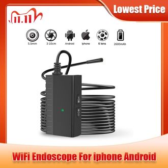 5MP Pixel Wifi Endoscoop Camera 5.5Mm Lens Met Wit Licht 5M 10M Harde Kabel IP67 Borescope voor Android Apple Apparaat