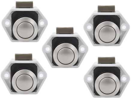 5Pack Push Button Latch Lock 15-27mm Catch Door Knobs White for Cabinet Cupboard Door Knob Boat Horsebox Camper Van