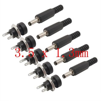 5Pairs 3.5Mm X 1.3Mm Dc Power Mannelijke Vrouwelijke Jack Moer Panel Mount Soldeer Connectors 3.5*1.3Mm Dc Plug Socket Connector