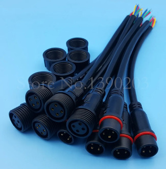 5Pairs 4Pin 20AWG/0.5mm Black IP65 Waterproof LED Strips Cable Connector 20cm OD 6mm