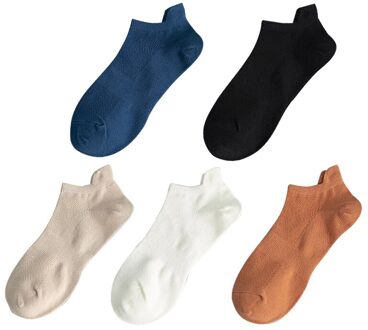 5Pairs Katoen Man Korte Sokken Mode Ademende Mannen Sokjes Comfortabele Effen Kleur Toevallige Sokken Mannelijke Straat Fashions 1