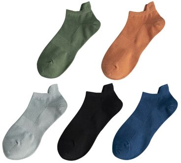 5Pairs Katoen Man Korte Sokken Mode Ademende Mannen Sokjes Comfortabele Effen Kleur Toevallige Sokken Mannelijke Straat Fashions 4