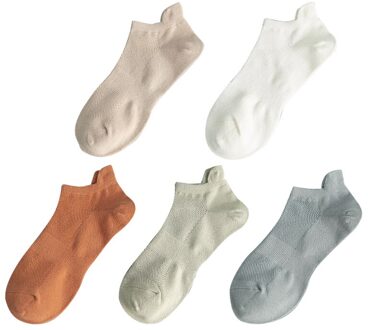 5Pairs Katoen Man Korte Sokken Mode Ademende Mannen Sokjes Comfortabele Effen Kleur Toevallige Sokken Mannelijke Straat Fashions 6