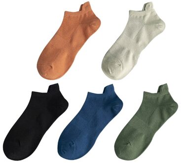 5Pairs Katoen Man Korte Sokken Mode Ademende Mannen Sokjes Comfortabele Effen Kleur Toevallige Sokken Mannelijke Straat Fashions