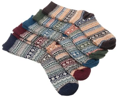 5Pairs Volwassen Thermische Sok Heren Sokken Winter Warme Zachte Wol Dikke Sok Tegen Koude Nordic Comfortabele Unieke Stijl