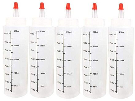 5Pc 250Ml Plastic Hervulbare Fles Huisdier Transparante Vloeistof Fles Met Afstuderen Schaal Water Fles Kindveilige Dop Capaciteit