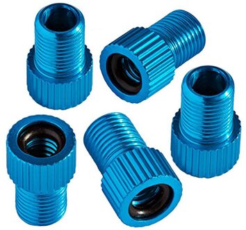 5Pc Aluminium Klep Adapter Blauw Zwarte Fiets Racefiets Binnenband Fiets Accessoires Vervanging Schroef Kleppen lucht blauw