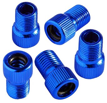 5Pc Aluminium Klep Adapter Fiets Racefiets Binnenband Met O-Ring Afdichting Geanodiseerd Adapter Fiets accessoires #40 Blauw