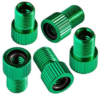 5Pc Aluminium Klep Adapter Fiets Racefiets Binnenband Met O-Ring Afdichting Geanodiseerd Adapter Fiets accessoires #40 groen