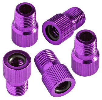 5Pc Aluminium Klep Adapter Fiets Racefiets Binnenband Met O-Ring Afdichting Geanodiseerd Adapter Fiets accessoires #40 Paars