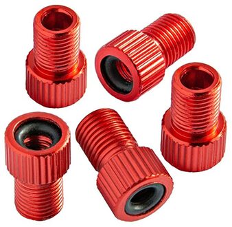 5Pc Aluminium Klep Adapter Fiets Racefiets Binnenband Met O-Ring Afdichting Geanodiseerd Adapter Fiets accessoires #40 Rood