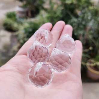 5pc Crystal Prism Faceted Ball Chandelier Light Part Shining Suncatcher Natural Stone Pendant Home Hotel Wedding Decor Figurine