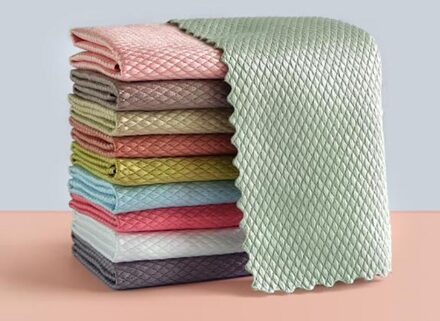 5Pc Huishoudelijke Glas-Cleaning Vis Schaal Doek Microvezel Afwas Vod Efficiënte Ontvetten Napery Keuken Schoonmaken handdoek 30x40cm