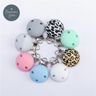 5pc Macaron Silicone Beads Pacifier Clip Leopard Making Baby Teething Necklace Accessories Clip Nipple DIY Bead Tool