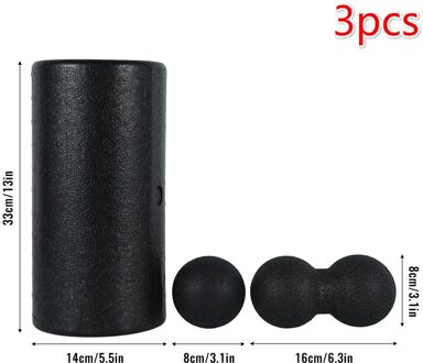 5Pc Pilates Foam Roller Zwart Yoga Massage Foam Roller Fitness Bal Set Massage Spier Release Oefeningen Apparatuur Voor Vrouwen/Mannen Grijs