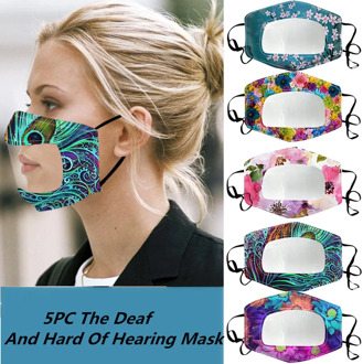 5PC Protection Clear Window Visible Expression For The Deaf And Hard Of Hearing Transparent Mask,Visible Lips,Cubrebocas