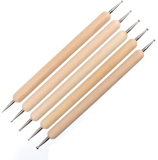 5Pc Rvs Bal Double Headed Puntjes Gereedschap Manicure Tool Polymer Clay Nail Boor Pennen Aardewerk Klei Manicure Handwerk