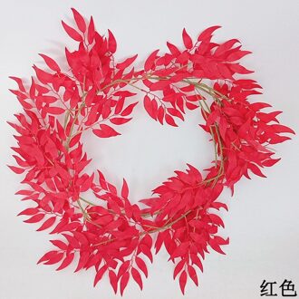 5Pcs 1.7 M Simulatie Wilg Blad Wijnstok Muur Ourdoor Opknoping Decoratie Voor Tuin Nep Planten Rotan Bruiloft Achtergrond rood