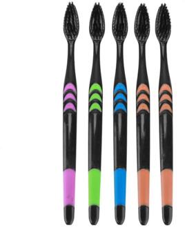 5Pcs/10 Stks/pak Dubbele Ultra Zachte Bamboe Houtskool Nano Tandenborstel Zwarte Tandenborstel Tandheelkundige Persoonlijke Verzorging Tanden Borstel zwart