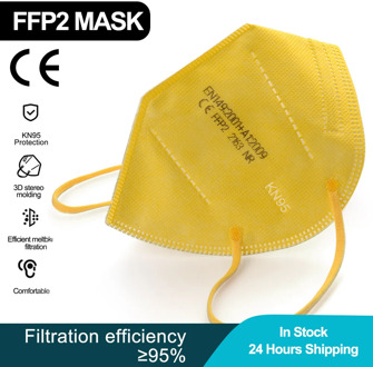 5PCS-100 PCS Yellow KN95 Masks FFP2 Mascarilla Dust Protective Face Mask KN95 Filter 5 Layer Safety Reusable ffp2mask Mondmasker