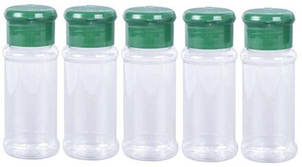 5Pcs 100Ml Plastic Spice Zout Peper Shakers Kruiden Jar Bbq Kruiderij Azijn Bottelen groen