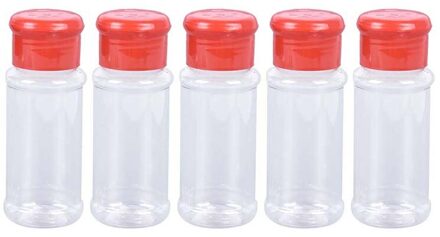5Pcs 100Ml Plastic Spice Zout Peper Shakers Kruiden Jar Bbq Kruiderij Azijn Bottelen Rood