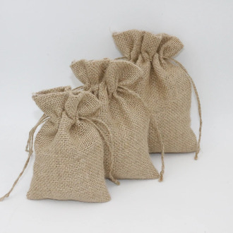 5Pcs 10x15cm Drawstring Vintage Natural Burlap Hessia Candy Bags Wedding Party Favor Small Pouch Jute Packaging Bags