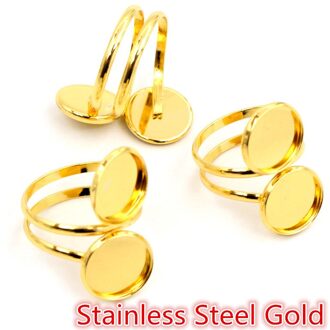 5Pcs 12Mm Geen Vervagen Rvs Vergulde Verstelbare Ring Instellingen Blank Base, fit 12Mm Glas Cabochons Knoppen Ring Bezels roestvrij staal goud