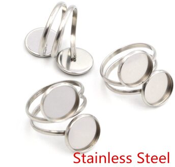 5Pcs 12Mm Geen Vervagen Rvs Vergulde Verstelbare Ring Instellingen Blank Base, fit 12Mm Glas Cabochons Knoppen Ring Bezels roestvrij staal