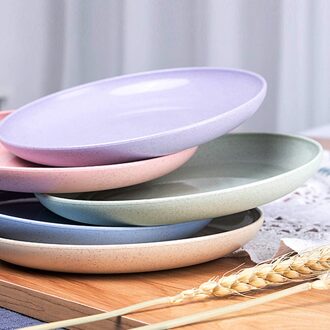 5Pcs 15Cm Tarwe Stro Plaat Set Ronde Gerechten Onbreekbaar Lichtgewicht Dessert Borden Home Picknick Fruit Snack Salade kids