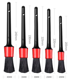 5Pcs/1Pcs Auto Detailing Cleaning Brush Set Car Cleaning Tool Kit Zachte Borstel Voor Interieur dashboard Velgen zwart 5 stk