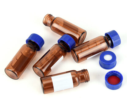 5Pcs 2 Ml Bruin Plastic Deksel Afgestudeerd Ronde Glazen Reagensfles Blauw Schroefdop Schroef Op Cover Afstuderen Sample flesjes