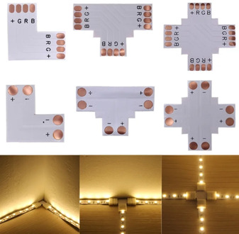 5pcs 2Pin 3Pin 4Pin 5pin 6pin LED Connector 8mm 10mm 12mm L/T/X Shape FPC Free Welding Adapter Use For 3528 2812 5050 RGB Strip