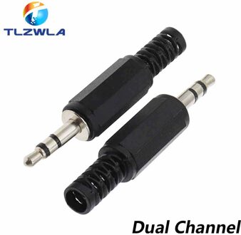 5PCS 3.5mm 1/8 "Enkele/Dubbele Kanaals Stereo Plug Lassen Type Audio Stekker 3.5 Socket 2,3,4 Sectie adapter connectoren Donkergrijs