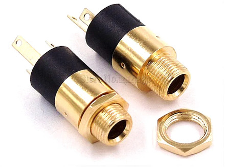 5PCS 3.5MM cylindrical socket PJ-392 Stereo Female Socket Jack with Screw 3.5 Audio Video Headphone Connector PJ392 GOLD PLATED