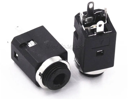 5Pcs 3.5MM Vertical socket 4Pin Stereo Female Socket Jack with Screw 3.5 Audio Headphone Connector PJ-341 3 Poles Earphone Hole