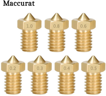 5pcs 3D Printer Accessories V5 V6 M6 threaded Nozzle 0.2 0.25 0.3 0.4 0.5 0.6 0.8 1.0mm for 1.75mm 3.0mm filamnet Full Metal E3D