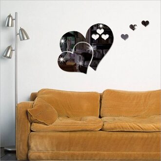 5Pcs 3D Spiegel Hart Muursticker Decal Diy Home Kamer Art Decoratie Liefde Patroon Afneembare Kamer Decal Wc Tafel stickers
