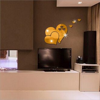 5Pcs 3D Spiegel Hart Muursticker Decal Diy Home Kamer Art Decoratie Liefde Patroon Afneembare Kamer Decal Wc Tafel stickers