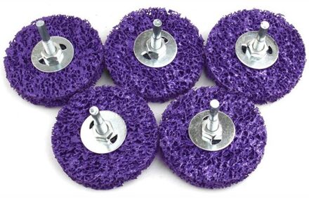 5Pcs 3Inch Poly Strip Wiel Oppervlak Conditioning Haakse Slijper Polijsten Disc Met 6Mm Schacht Voor Roest Verf verwijderen Schoon