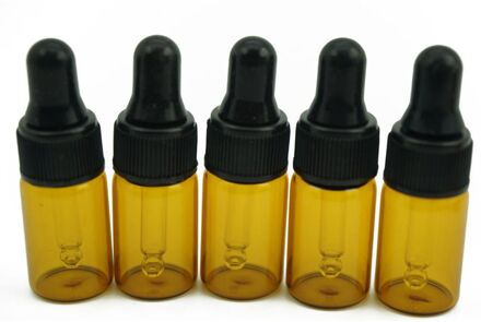 5Pcs 3Ml Duurzaam Amber Glas Vloeistof Reagens Pipet Fles Pipet Aromatherapie Draagbare Hervulbare Flessen bruin